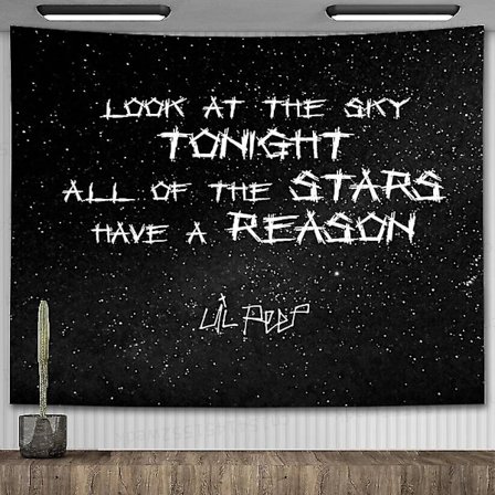 [CA] Lil Peep Seinävaate Ripustettava Katso Taivasta Taide Seinävaate Huopa Musta Hippie Noituus Seinävaatteet Esteettinen Huoneen Sisustus GT0000177 