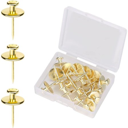 20 stk småhodet dyvel, dobbelthodede veggspiker trykknappkrokhengere dekorative trykknappkroker, for hjemmerom studierom gipsvegg (gull)