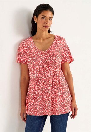 Cellbes of Sweden - Småblomstret jerseytunika i korall / blomstret for damer i størrelse 38/40
