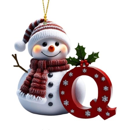 Snemand Juledekoration 26 Bogstaver A til Z Julepynt 2D Flad Festlig Snemandsvedhæng til Juletræ Bil Haveindretning