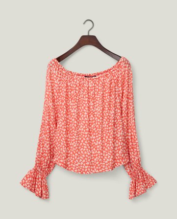 Lexington Printed off shoulder blouse, coral