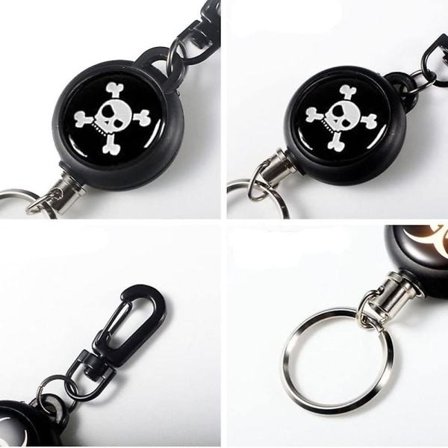 Utrækkelig nøgleholder, 2 dele udtrækkelig haspel med 60 cm ekstra stærk stålkabel IC