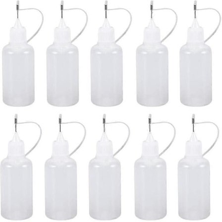 10 st Plastflaskor med Munstycken, Precisionsapplikator Pressflaskor för Lim Färg 20ml