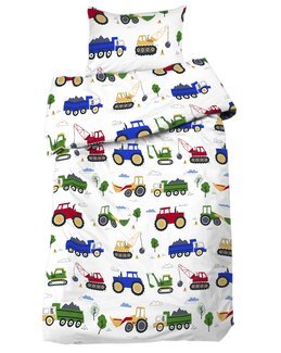 Påslakanset Traktor 2-delar Vit - Redlunds