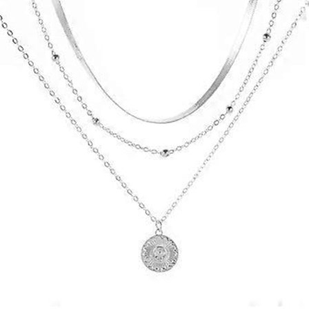 Elegant flerlags mønt vedhæng halskæde med legeringskæde halskæde og delikat halskæde gave til kvinder og piger silver