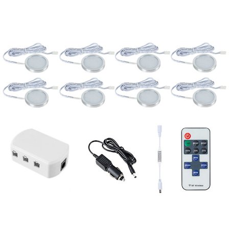 3/4/6/8/10 stk. dimbar LED under skapbelysning 12V Slim Aluminium Dimbar Puck Lys Kit for Garderobe Bokylle Garderobelys (Størrelse, Farge: 8 stk