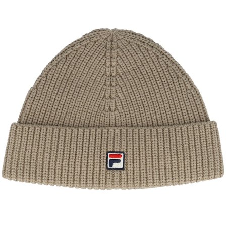 Fila - Beige - cuff - Beanie - Biella Fisherman Logo Weathered Teak Short Beanie - Hatstore