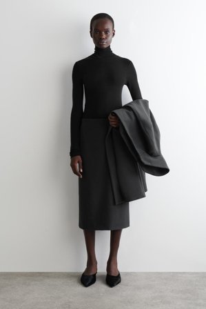 COS Women's Wool Zibeline Pencil Skirt in Grey