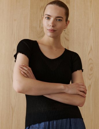 Rosemunde Rwbelize Ss V-Neck T-Shirt - Black - XL