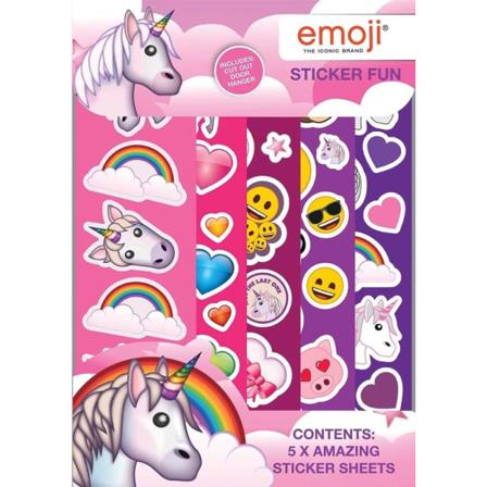 Emoji Unicorn Sticker Fun Stickers Set Klistermärken Enhörning Rosa One Size