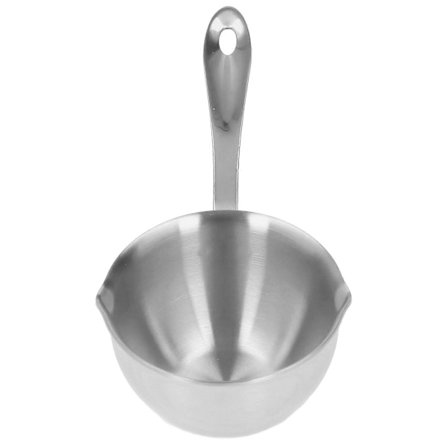 Rostfri kastrull, professionell matlagningskastrull med hällpipar för mjölkchoklad, varm olja, silver