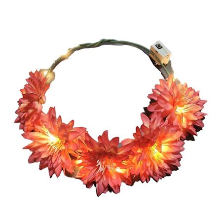LED-blomsterkrona, blomsterkrans pannband lysande LED-blomsterhuvudbonad blomsterhuvudbonad
