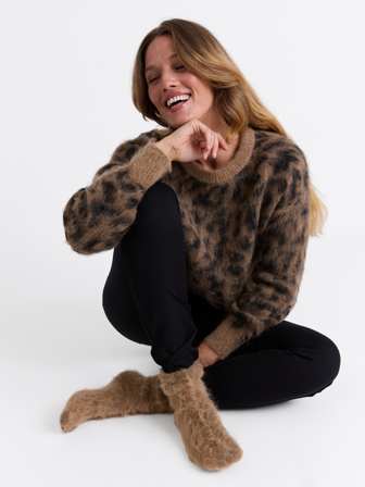 MATCH - Leanne sokker - Marie Philippe - Str. 36-39 - Dame - Pysjamas & Undertøy - Brun - 26% ull, 25% nylon, 23% alpakka, 22% polyester, 4% elastan