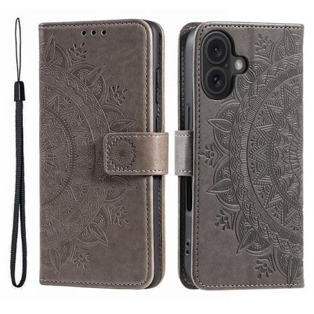 SKALO iPhone 17 Mandala Lompakkokotelo - Harmaa