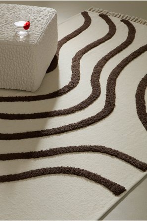 Jotex - Bomullsteppe Bomull Naturhvit/sjokoladebrun WAVE - Kjøp Bomulls- & filleryer hos Jotex