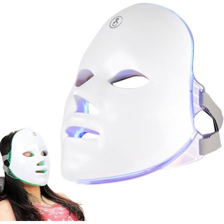 Ansigtsmaske til glød, 7-farvet LED-maske til glød, genopladelig LED-skønhedsmaske, hudplejeværktøj til hjemmet