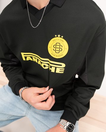 ONLY & SONS JUNIOR OSJZIDAN LS RESORT TEE JRS Svart Genser Gutt - Kids Brand Store