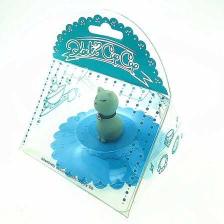 2 st silikon kattkopp lock anti-damm tekopp lock kaffekopp lock tecknad silikon glaskopp lock (blå)