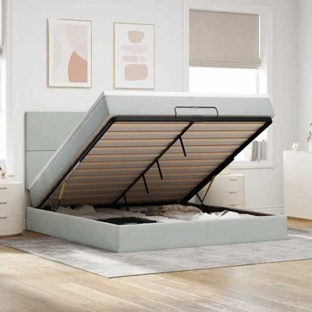 Maison Exclusive - Ottoman-seng med lys grå madras 200x200 cm velour