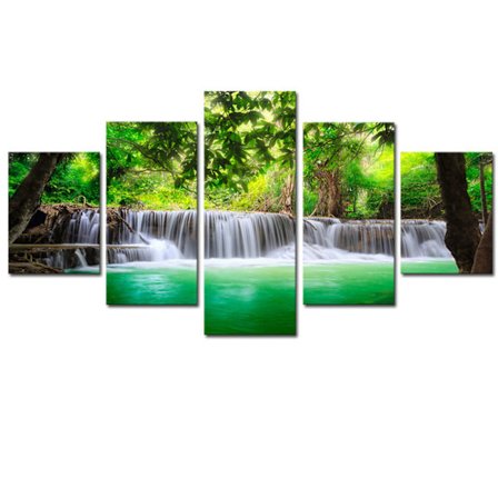 Lærredsbilleder Hjemmedekoration Væghængt Kunstplakater 5 Dele Grøn W,ZQKLA