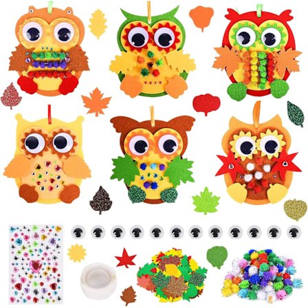 Høsthåndverksett for barn, 92 deler høstugle håndverksett for barn, DIY-sett, manuell kreativ fritid, for håndverk DIY-aktivitet, dekorasjon fest