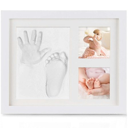 Baby Handavtryck Och Fotavtryck, Baby Träram Med Gipsavgjutning, Hand- Och Fotgips Cas