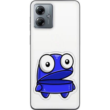 Kompatibel Mobilcover til Motorola Motorola Moto G14 Blå tegneseriefigur med åbent udtryk og store øjne i sjov illustration