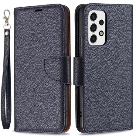 SKALO Samsung A53 5G Premium Litchi Flip Cover - Sort Black