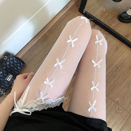 Sommar Damer Sexiga Strumpor Rosett Mesh Leggings White Small bow