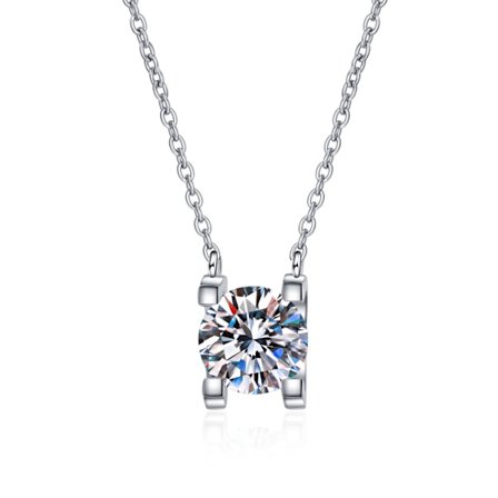 Moissanite Halsband 1CT 18K Vitguld Pläterat Silver