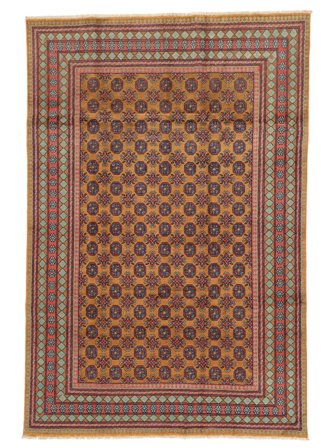 Medallion Afghan Fine Colour Tappeto 194X289 Lana