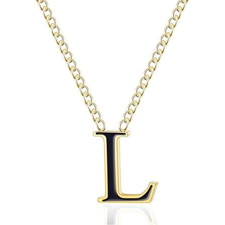 18k forgyldt bogstavhalskæde, rustfrit stål initial A-Z vedhæng halskæder til kvinder piger, sort/guld, personlig kæde halskæde