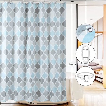 Suojusverho, pestävä, antibakteerinen, homeenesto, vedenpitävä, (180 x 180 cm)