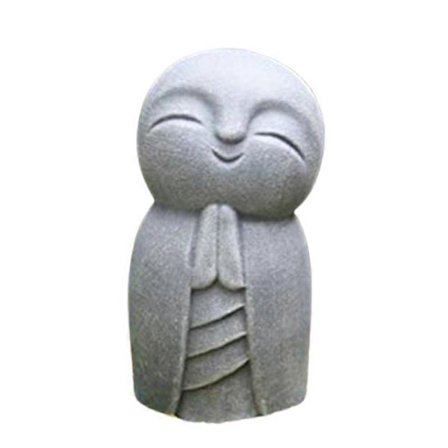 Dekorativ Tålig Staty i Grå Resin, Liten Jizo Buddha Skulptur för Utomhusbruk JIKAIX