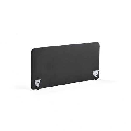 Tischteiler ZONE, inkl. weiße Beschläge, 1400 x 650 x 36 mm, Stoff Hush, dunkelgrau