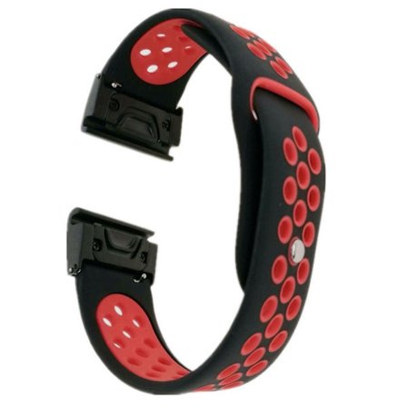 Garmin Fenix 5X 26mm kaksivärinen silikoninen kellonauha - Musta / Punainen