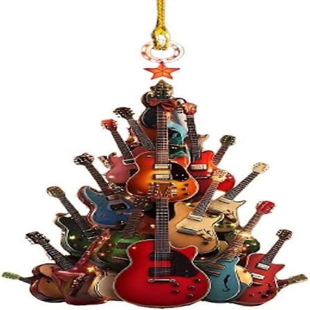 Rockin' Around The Guitar Juletrepynt, 2D Premium Akryl Rock Gitar Juletrepynt, Gitar Musikkinstrument Pynt Gave