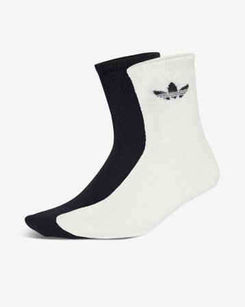 FLUFFY CREW SOCKS 2PK - OFF WHITE/BLACK XS