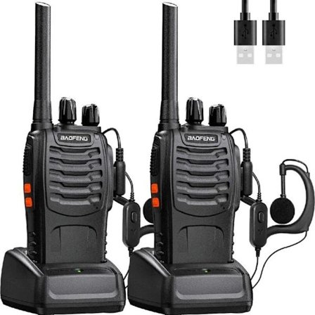 Baofeng Walkie Talkie Lång Räckvidd Uppladdningsbar Professionell 16 Kanaler PMR Walkie Talkies Radio, med Hörsnäcka, USB-laddare, Batteri (1 Par)