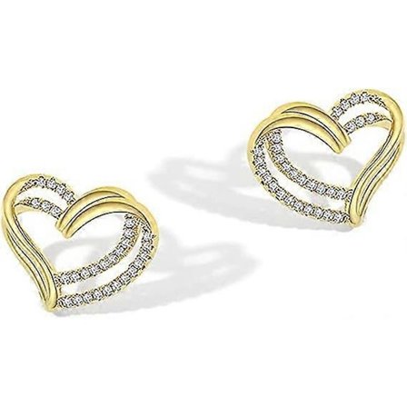 Hjärtörhängen för kvinnor - Kärlekshjärtörhängen i guld för flickor - Kubisk zirkonia hjärtörhängen