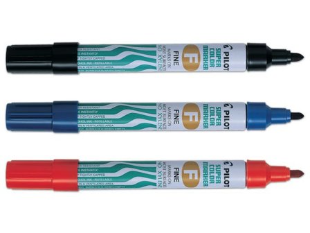 PILOT Märkpenna Super Color Marker permanent, fine, blå - Lyreco - Kontorsmaterial - Pennor - Märkpennor - Rund spets