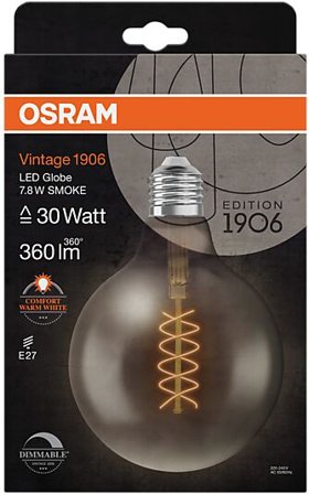 OSRAM Led Dekorasjonspære E27 G125 30 360lm Smoke Dim Ekstra Varm