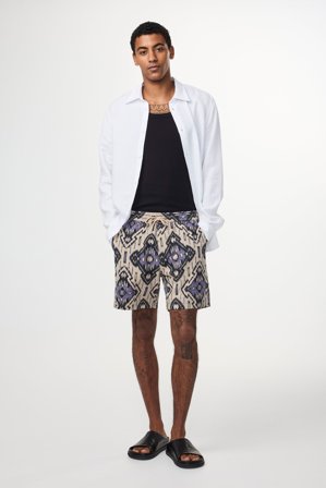 NN.07 Gregor 5396 Shorts Male Purple Linen Blend