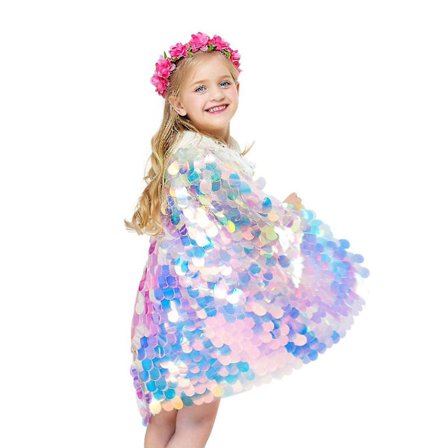 Havfruekappe Barn Fargerike Paljettkapper Prinsessekappe Barn Skinnende Fest