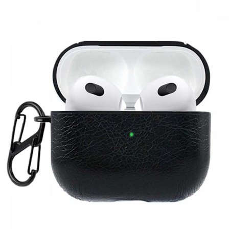 Apple AirPods 3 Väska Fodral Skyddsfodral Skinn Läder Svart