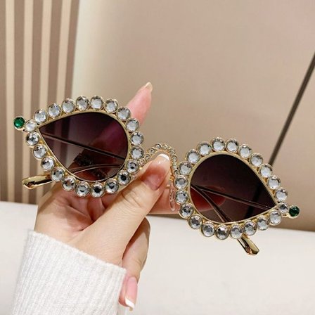 Rhinestone Solbriller Diamond Solbriller GULL-GRÅ GULL-GRÅ