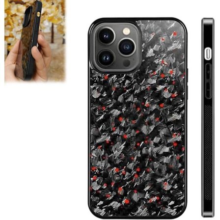 (16 pro, rød) Forged Carbon Fiber Telefondeksel, Carbon Fiber Telefondeksel, Støtter Trådløs Lading, Gripende Kantdesign, Kom
