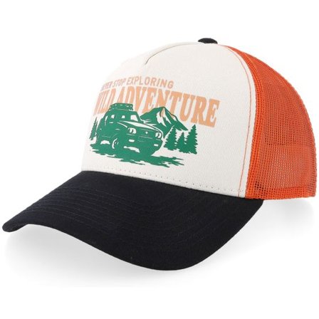 Wild Spirit - Orange trucker Keps - Off-road Exploration Off White/Light Orange/Black A-Frame Trucker @ Hatstore