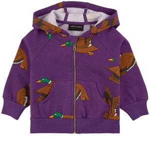 Mini Rodini GOTS Ducks Printed Zip-up Hoodie Purple 80/86 cm - Jumpers and knitwear - 80/86 cm - Purple