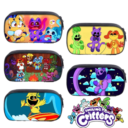 Smiling Critters Pennfodral Anime Pennväskor Barnspel Tecknad Terylene Pennväska med hög kapacitet Barn Skolmaterial Ny present D